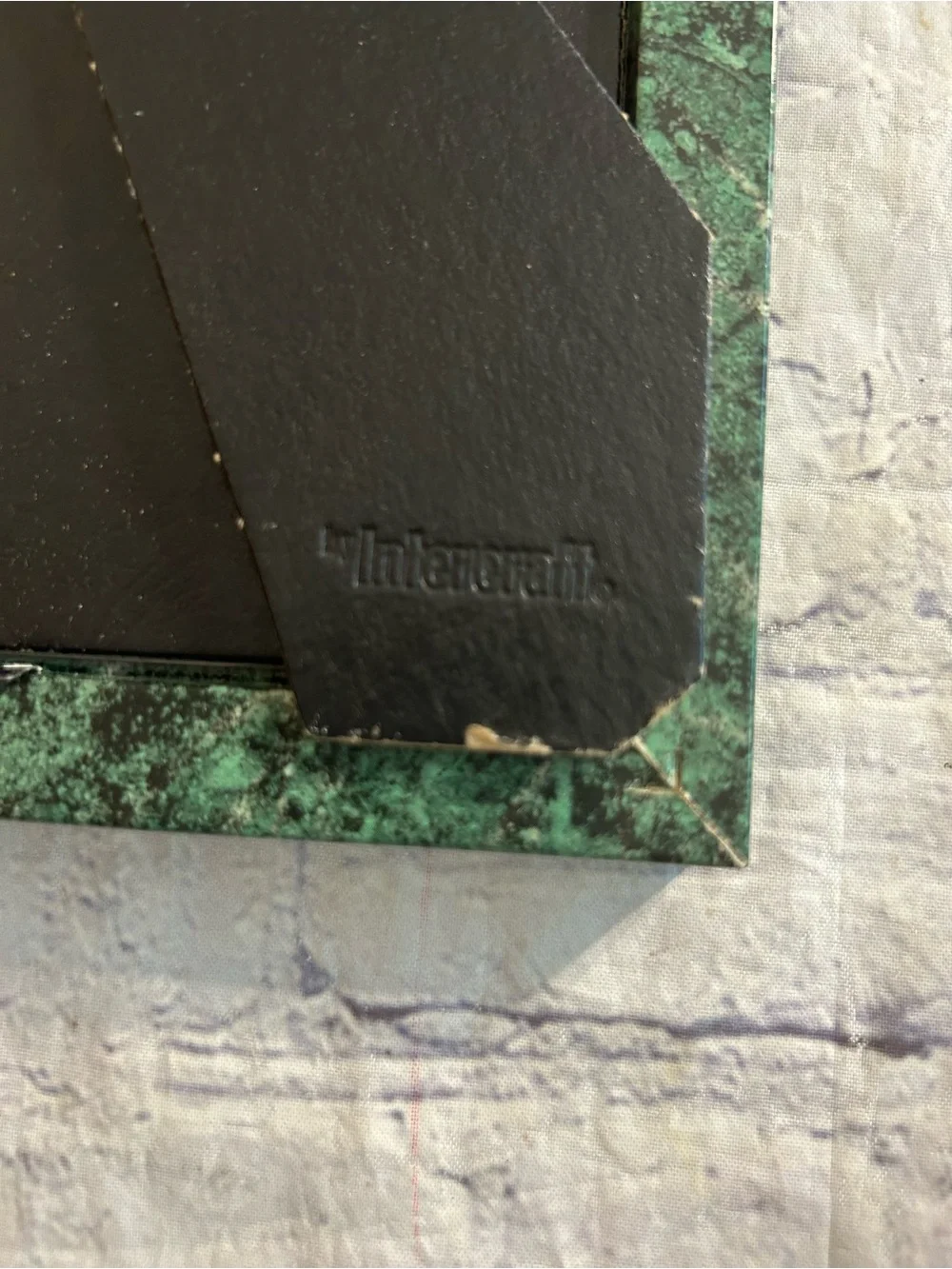 INTERCRAFT VTG DARK GREEN FAUX MARBLE PICTURE FRAME